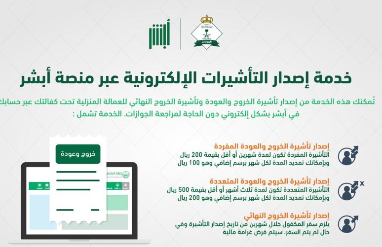 طباعة تأشيرة خروج وعودة